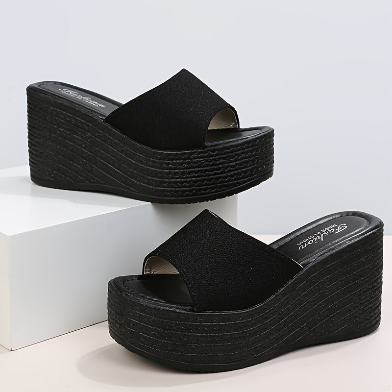 Women's Platform Wedge Sandals, Open Toe Strappy Back Slippers, Casual & Stylish Shoes, Women's Footwear