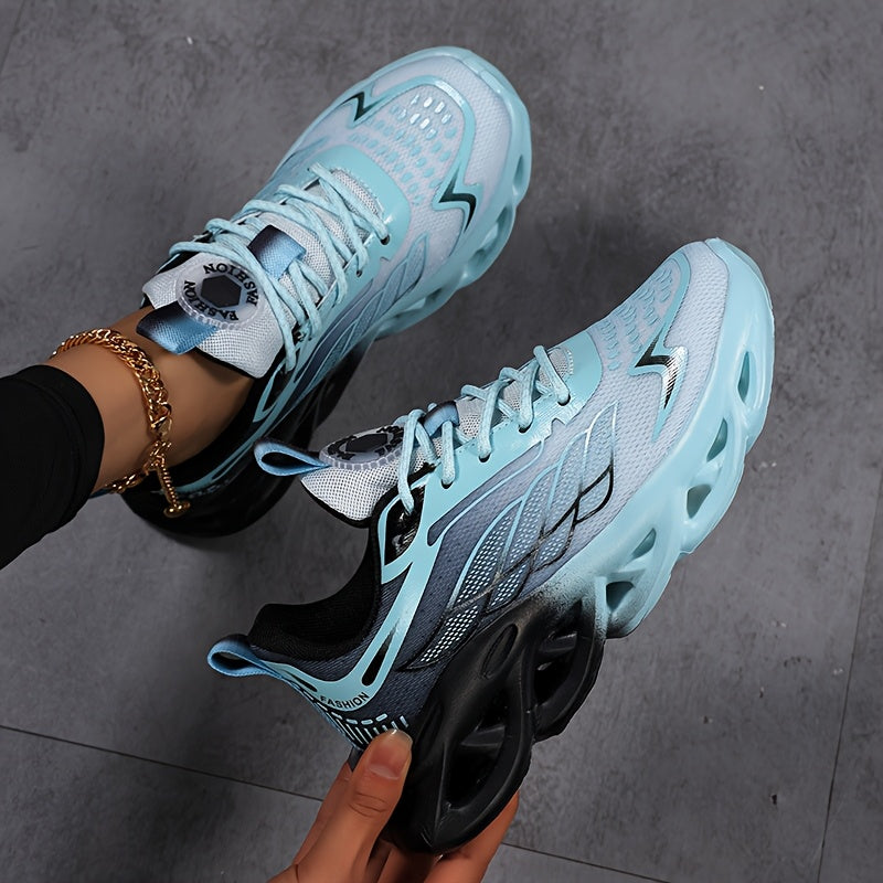 Women'S Breathable Mesh Running Sneakers - Lightweight, Height-Boosting Casual Sneakers with Phylon Sole, All-Season Comfort, Blue & White Design, Perfect for Casual Attire or Outdoor Activities