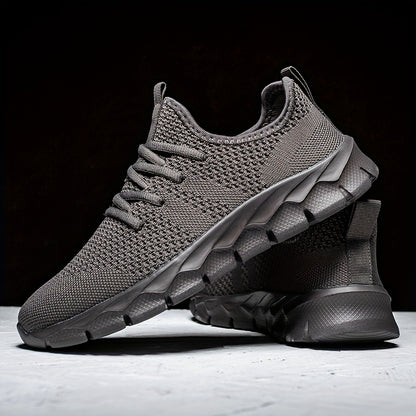 Men's Lightweight Breathable Running Shoe, Lace-Up Casual Sneakers for Gym, Jogging & Daily Wear (All-Season, Solid Color)