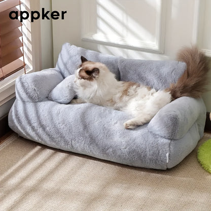 appker Gray Cat Sofa Bed - All Seasons Pet Sofa, Cat Bed, Comfortable Plush Sofa, Suitable for Autumn And Winter Seasons, Suitable for Indoor Cats, Comfortable Home Decoration, Cat Sofa Bed, Modern Pet Furniture, Also Suitabl