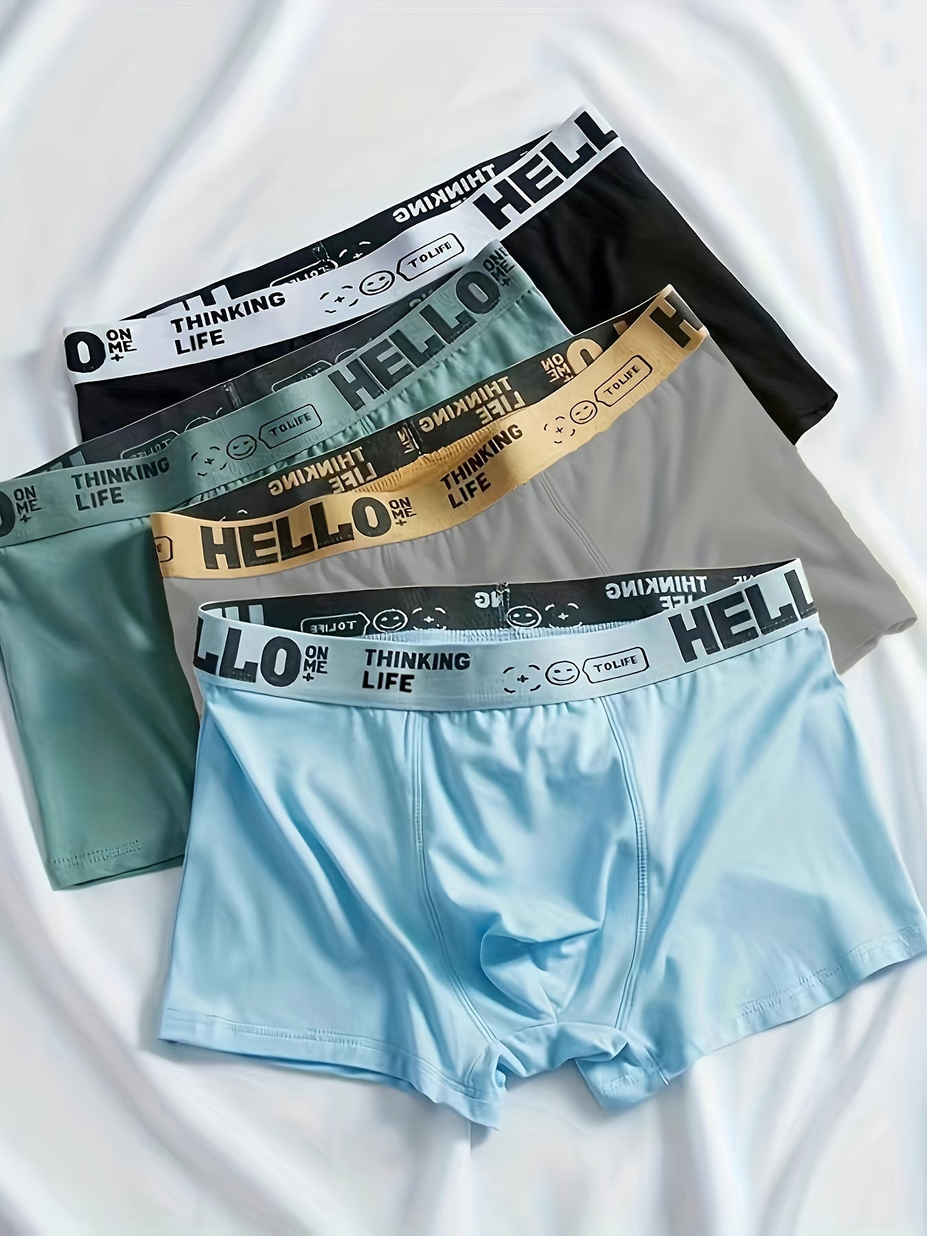 4PCS Men's Underpants Teenagers Men's Underpants Boxer Trendy Underpants Random Printing Non-positioning