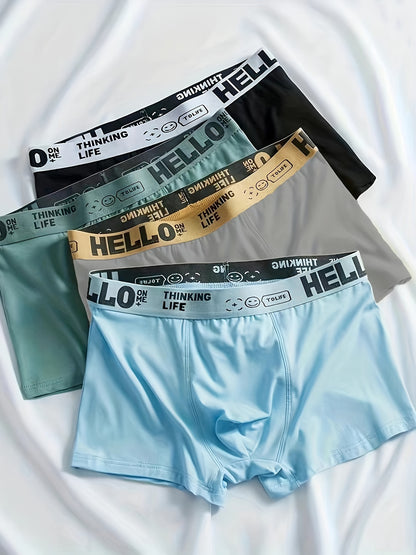 4PCS Men's Underpants Teenagers Men's Underpants Boxer Trendy Underpants Random Printing Non-positioning