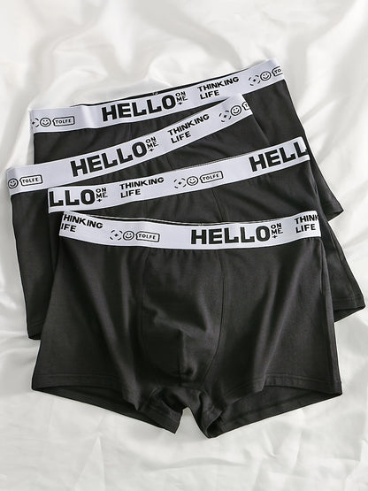 4PCS Men's Underpants Teenagers Men's Underpants Boxer Trendy Underpants Random Printing Non-positioning