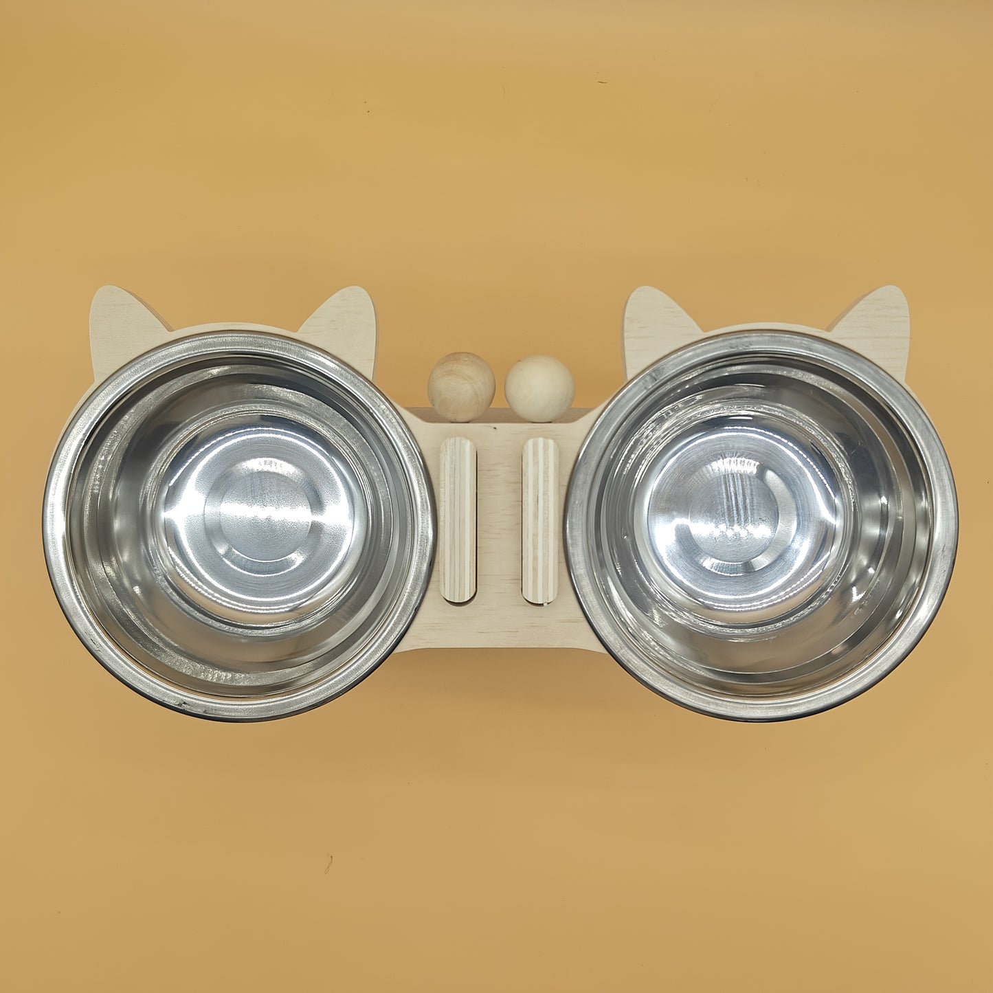 Pet Feeding Set, Stainless Steel Double Bowl Pet Feeder, Height Adjustable, 15° Tilted Neck Anti-Choking Protection, Cat and Dog Bowl, Easy to Clean, High Platform Bowl for Cats, Three Colors Available, Cute and Practical, S