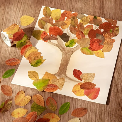 Un rotolo di 50 bellissime foglie finte, perfette per adesivi di cancelleria artistica per il ritorno a scuola, adatte per la creazione di cartoline, adesivi per confezioni regalo, segnalibri, nastro adesivo per regali