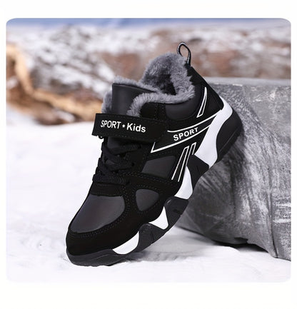 Boy's Trendy Snow Boots With Warm Plush Lining, Comfy Non Slip Casual Soft Sole Sneakers, Winter