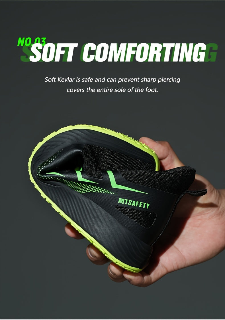 Scarpe antinfortunistiche da lavoro antiscivolo antiforatura con punta in acciaio da uomo, scarpe da ginnastica traspiranti in maglia intrecciata per edilizia industriale