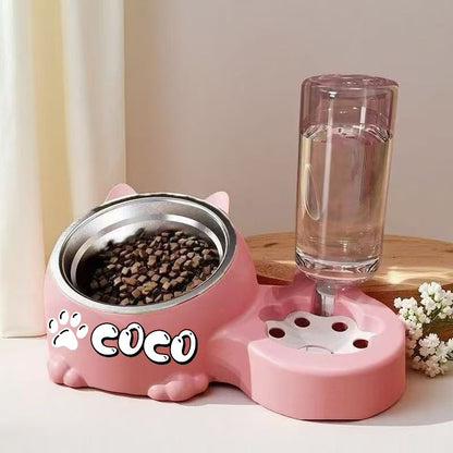 Automatic Smart Pet Feeder and Water Dispenser with Custom Name/Meal Times - Gravity-Fed System, Spill-Proof Design, Easy-Clean Durable Plastic Construction - for Cats, Small Dogs - Auto Food & Water Dispenser with Timer, Ide