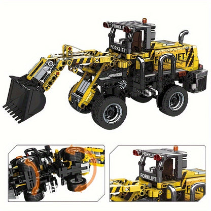 Set di blocchi per la costruzione di veicoli da costruzione UKBOO - Escavatore, bulldozer e gru per bambini e adulti - Colori misti