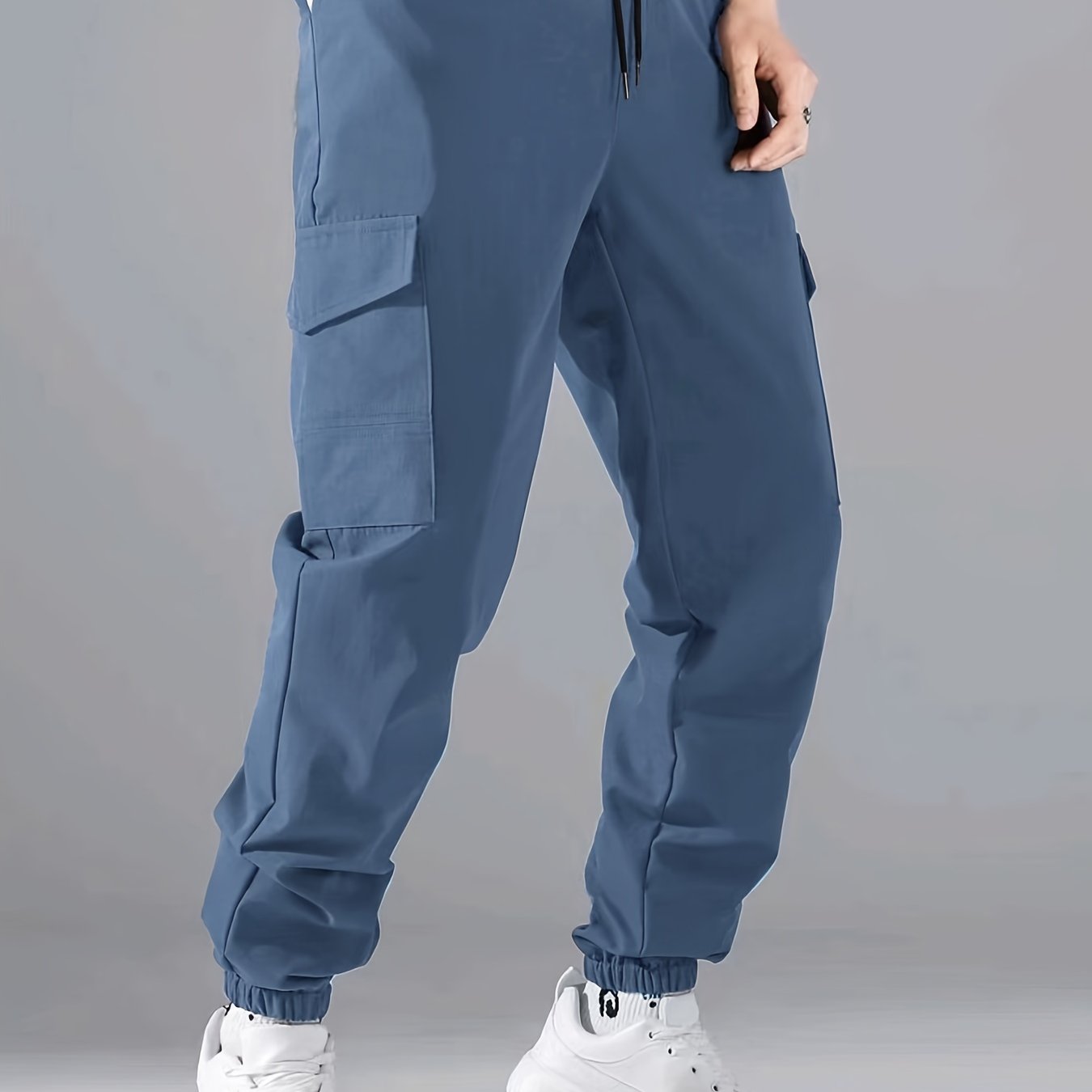 Pantaloni cargo alla moda, pantaloni da uomo con coulisse e tasche multiple, pantaloni casual larghi da esterno, pantaloni da lavoro da uomo per attività all'aperto, stile streetwear hip hop