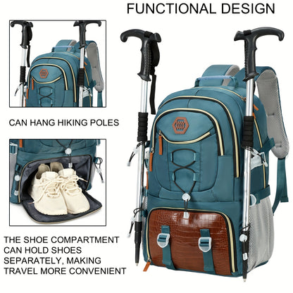 Zaino da viaggio di grande capacità da 40 litri con porta, scomparto per laptop da 17,3 e vano portascarpe - Zaino da trekking resistente con power bank, custodia imbottita per laptop, spallacci imbottiti regolabili