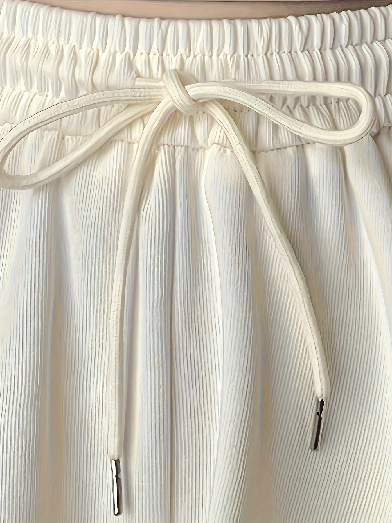 Solid Color Drawstring Waist Shorts, Casual Every Day Baggy Walking Shorts For Spring & Summer, Women's Clothing