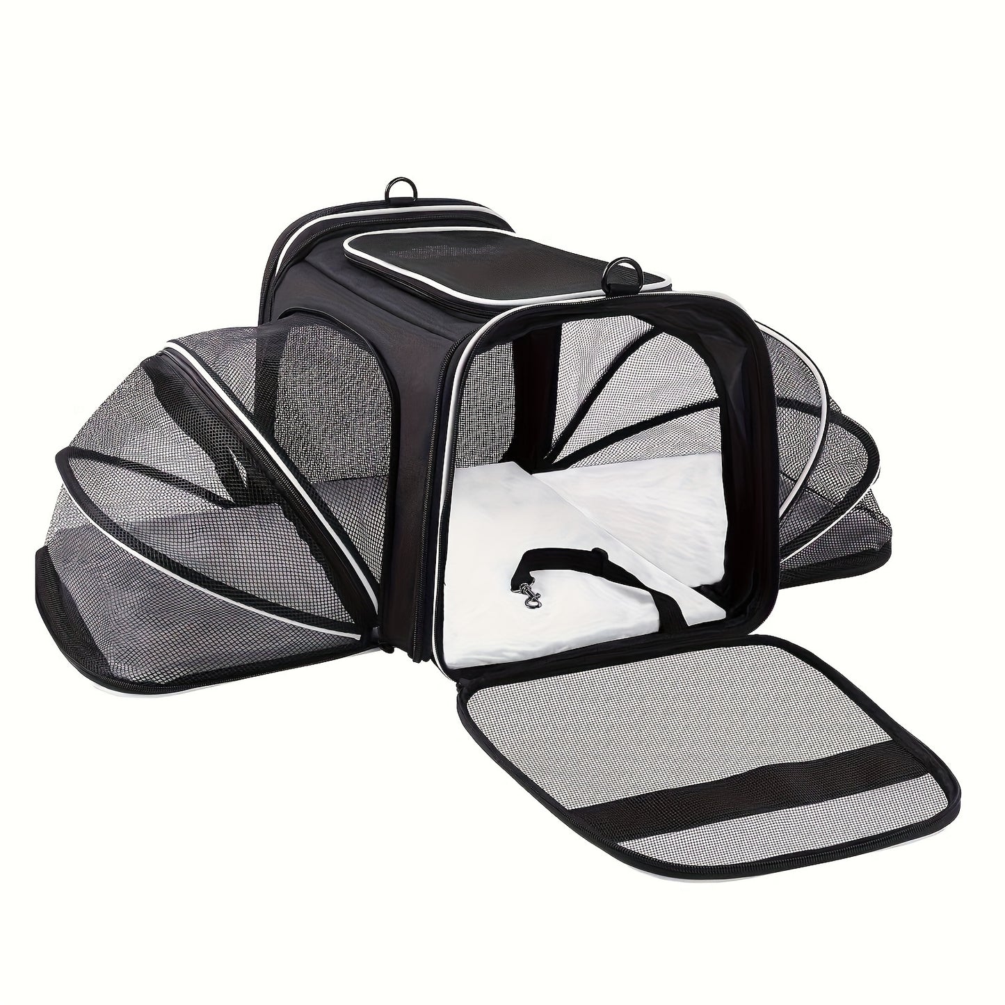Pet Carrier Airline Approved, 4 Sides Expandable Cat Carrier Bag with Removable Fleece Pad, Large Soft Sided Pet Travel Carrier, Dog Carrier for Cats, Puppy and Small Dog