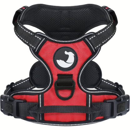 Dog Harness, Reflective No Choke Pet Vest With Front And Back 2 Leash Clips, Soft Padded Dog Harnesses With Easy Control Handle For Training And Walking