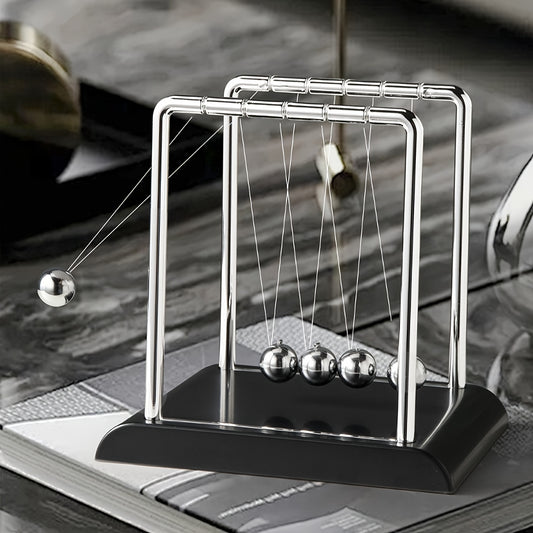 Pendolo di Newton decorativo per feste - Giocattolo da scrivania per casa e ufficio, gadget creativo per la fisica e la scienza, palline oscillanti portatili antistress, materiale plastico resistente, non necessita di elettricità