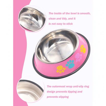 Adorabile ciotola per cani con stampa a zampa - Acciaio inossidabile, antiscivolo e antiruggine, resistente stazione di alimentazione per il tuo amico peloso - Elegante bacinella per acqua e cibo