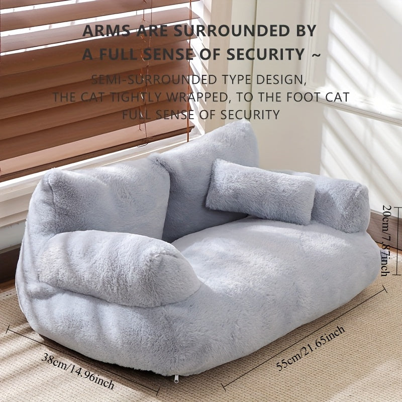 appker Gray Cat Sofa Bed - All Seasons Pet Sofa, Cat Bed, Comfortable Plush Sofa, Suitable for Autumn And Winter Seasons, Suitable for Indoor Cats, Comfortable Home Decoration, Cat Sofa Bed, Modern Pet Furniture, Also Suitabl