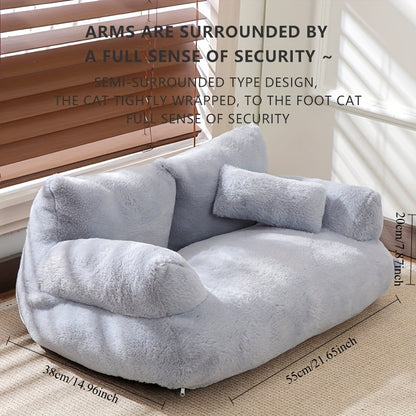 appker Gray Cat Sofa Bed - All Seasons Pet Sofa, Cat Bed, Comfortable Plush Sofa, Suitable for Autumn And Winter Seasons, Suitable for Indoor Cats, Comfortable Home Decoration, Cat Sofa Bed, Modern Pet Furniture, Also Suitabl