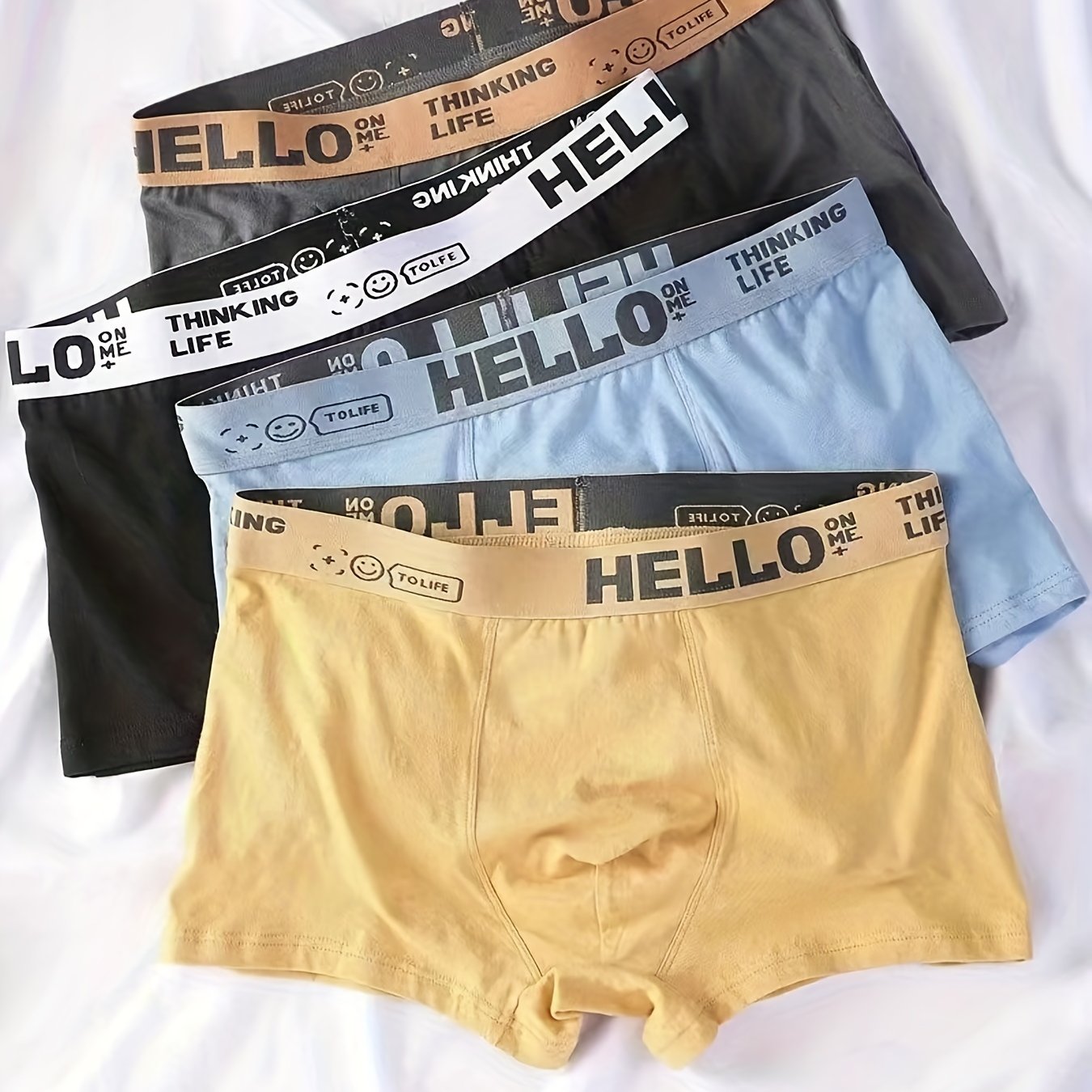 4PCS Men's Underpants Teenagers Men's Underpants Boxer Trendy Underpants Random Printing Non-positioning