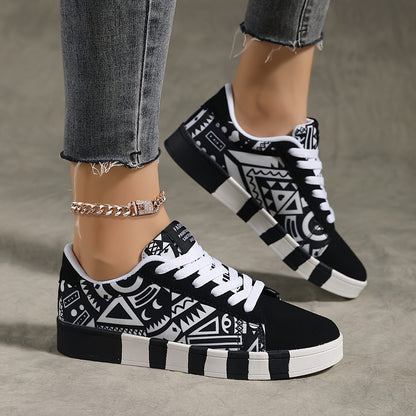 Graphic Pattern Lightweight Breathable Skate Shoes, Casual Versatile Wear Resistance Non Slip Walking Shoes Outdoor Sneakers For Women & Men
