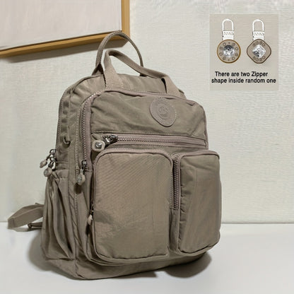 Zaino alla moda da donna, in nylon, con manico morbido, tinta unita, multitasche, con cerniera da viaggio, borse scolastiche femminili, zaino per laptop