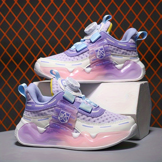 Casual Low Top Sneakers With Rotating Button For Girls, Breathable Lightweight Wear-resistant Sneakers For Spring And Autumn