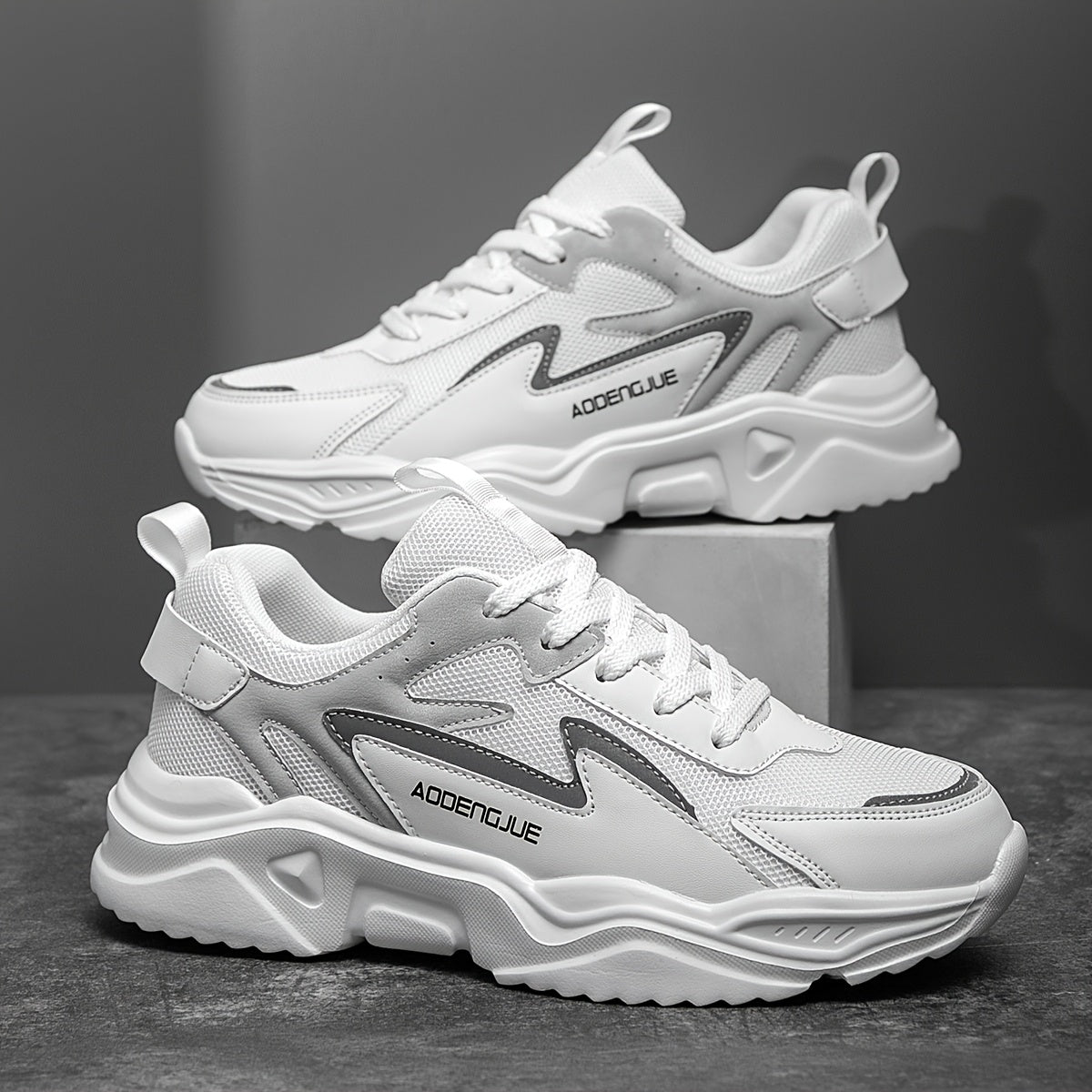 Sneakers da uomo leggere, casual, con stampa di lettere e design di tendenza, con cinturino anteriore - Suola bassa in EVA, tomaia in PU e tessuto, traspiranti e resistenti per corsa, escursionismo, attività all'aperto e uso quotidiano