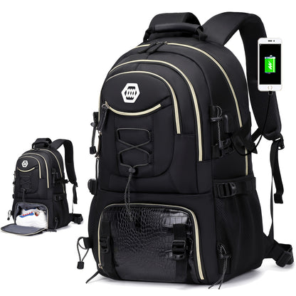 Zaino da viaggio di grande capacità da 40 litri con porta, scomparto per laptop da 17,3 e vano portascarpe - Zaino da trekking resistente con power bank, custodia imbottita per laptop, spallacci imbottiti regolabili