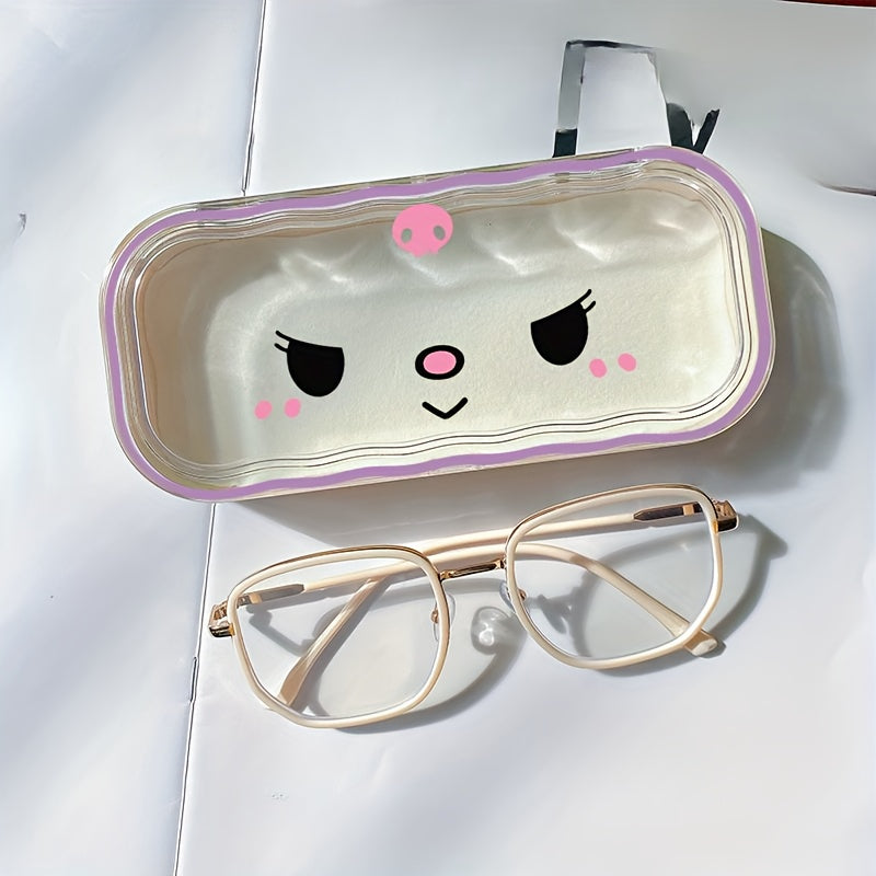 Officially Licensed Sanrio Hello Kitty Glasses Storage Box Featuring Adorable Anime-style, Cute Cartoon Design With Girly Heart Patterns, Perfect For Protecting Sunglasses And As A Gift.