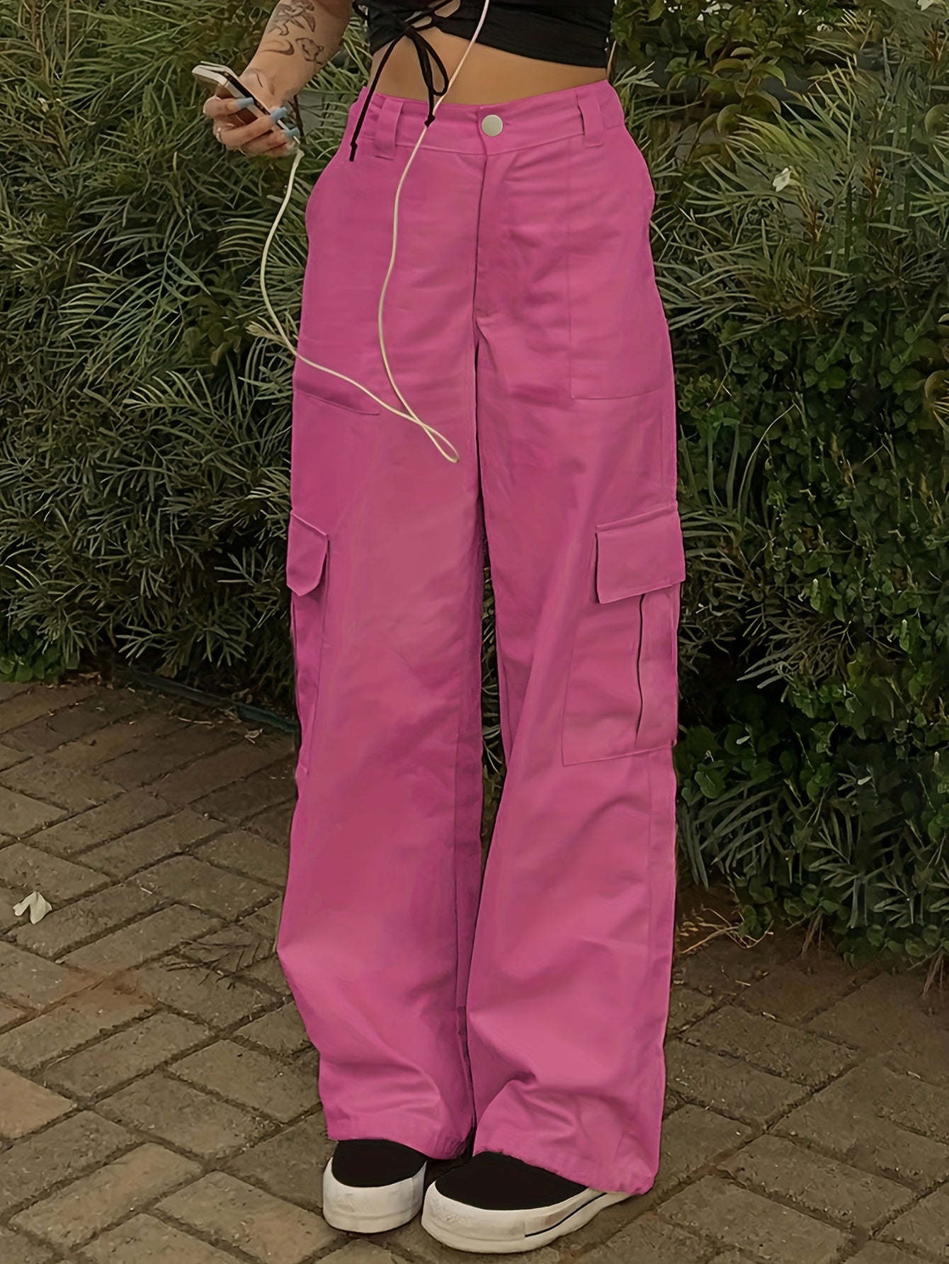 Y2K Women's Fashionable Street Hip-hop Retro Cargo Pants, Loose Large Pocket High Waist Straight Jeans Cargo Pants For Hiking, Women's Athleisure