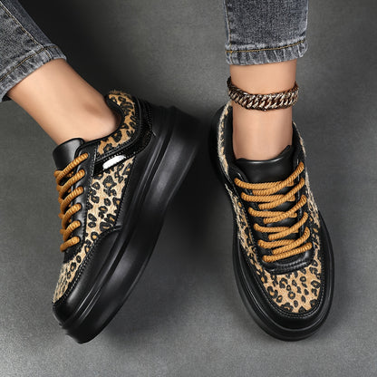Sneakers da donna con stampa leopardata chic: scarpe casual leggere e comode con lacci e suola in EVA morbida per tutte le stagioni