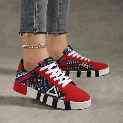 Graphic Pattern Lightweight Breathable Skate Shoes, Casual Versatile Wear Resistance Non Slip Walking Shoes Outdoor Sneakers For Women & Men