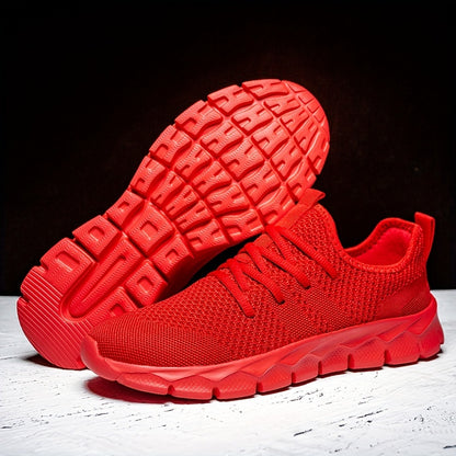 Men's Lightweight Breathable Running Shoe, Lace-Up Casual Sneakers for Gym, Jogging & Daily Wear (All-Season, Solid Color)