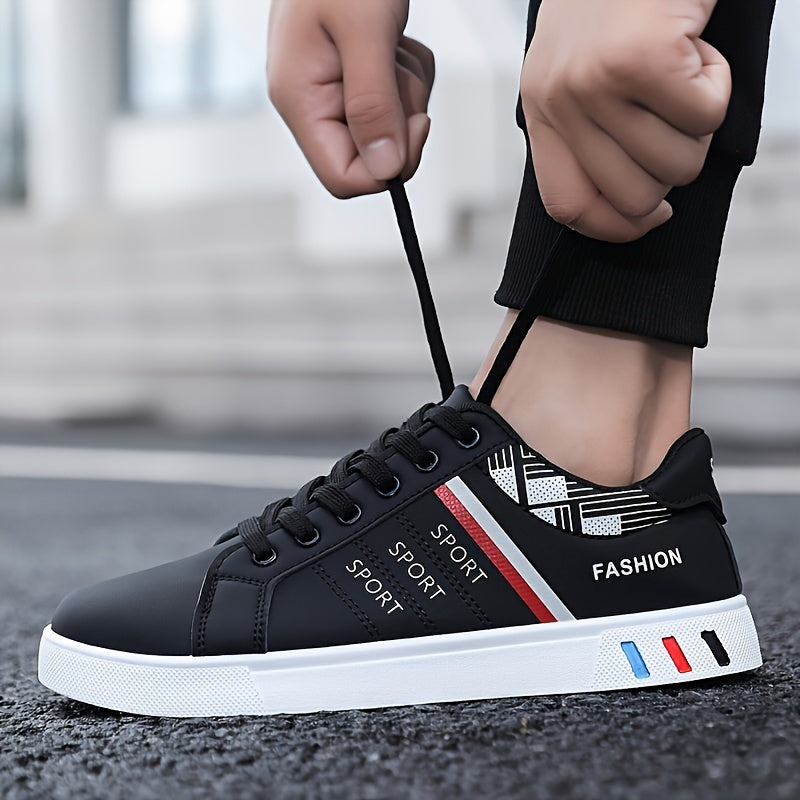 Scarpe da skateboard basse alla moda da uomo taglie forti, comode scarpe casual antiscivolo con lacci e traspiranti per attività all'aperto da uomo