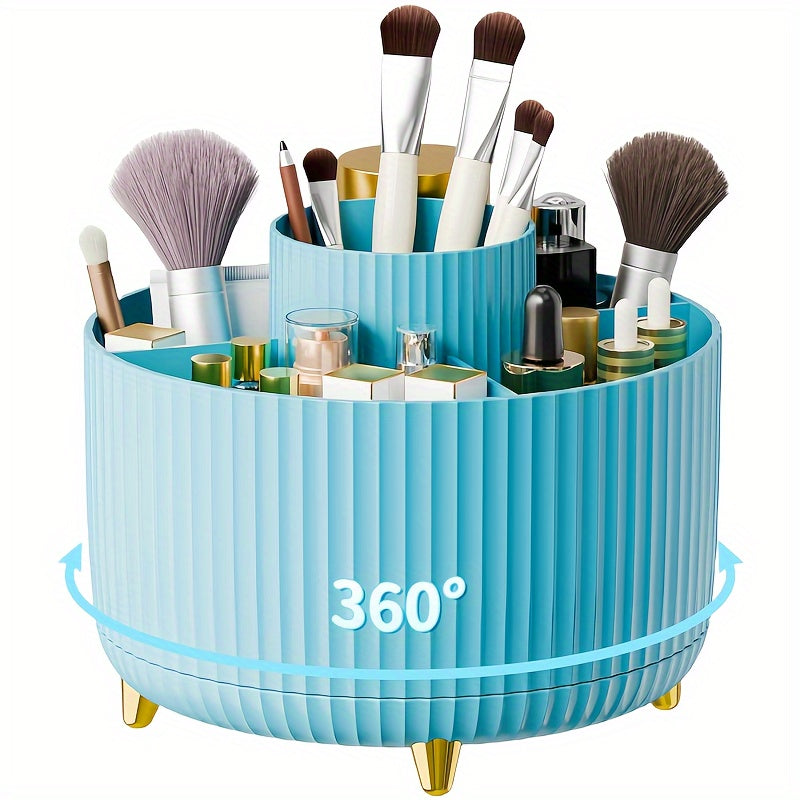 Organizer per il trucco girevole a 360° - 1 contenitore per cosmetici in plastica con 5 scomparti - Supporto multifunzionale per pennelli, rossetti, prodotti per la cura della pelle e cancelleria - Resistente