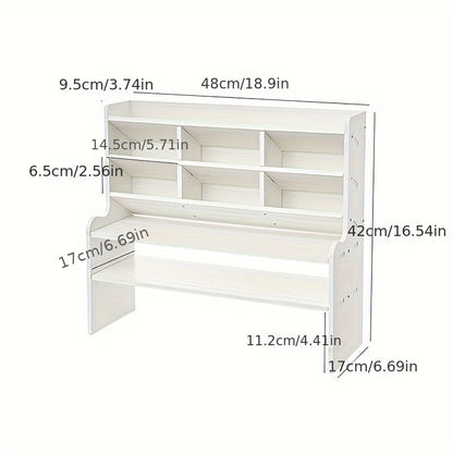 Versatile organizer da scrivania per studenti: soluzione di archiviazione a doppio strato per cancelleria, cosmetici e altro ancora. Migliora senza sforzo lo spazio della tua stanza del dormitorio con un portapenne inclinato e una libreria rialzata.