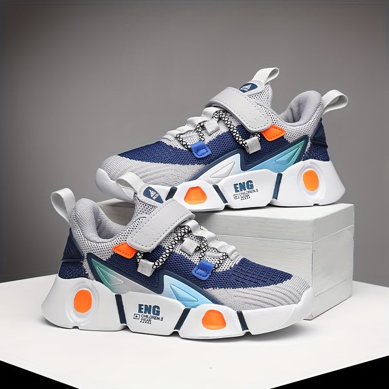 Sneakers traspiranti in maglia per bambine - Sneakers basse a righe alla moda con chiusura a strappo, leggere e comode per tutte le stagioni, design rosa e nero con tomaia in mesh e suola in EVA, adatte ai piedi dei più piccoli.