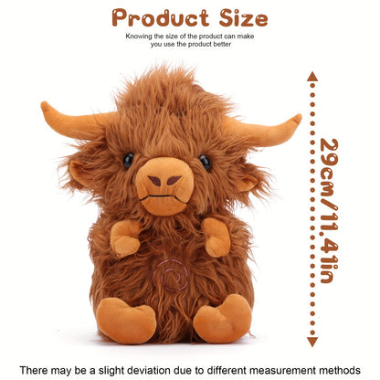 Highland Cow Musical Plushie: Glowing LED Nightlight, Sings Lullabies, Suitable for 3-6 Year Olds
