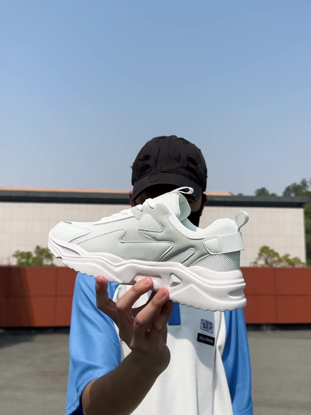 Sneakers da uomo leggere, casual, con stampa di lettere e design di tendenza, con cinturino anteriore - Suola bassa in EVA, tomaia in PU e tessuto, traspiranti e resistenti per corsa, escursionismo, attività all'aperto e uso quotidiano