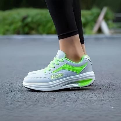 Fashion Walking Shoes For Women, Shock Absorption Wedge Sneakers, Breathable Outdoor Casual Sneakers