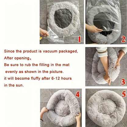 Cozy Round Coral Pink Fleece Cat Bed - Plush Washable Pet Mattress with Soft Polyester Fill, Durable & Easy-Clean Bedding for Small/Medium Cats & Dogs, Warm Fleece Bed for /Outdoor Use, Cute Pink Pet Bed for Bedside or Couch