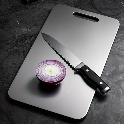 Set da 3 taglieri in acciaio al titanio di alta qualità - Acciaio inossidabile per uso alimentare a doppia faccia, superficie liscia, ideale per l'uso in cucina e in sala da pranzo, resistente e facile da pulire