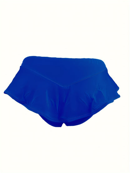 Pantaloncini da yoga fitness a vita alta con volant alla moda, pantaloncini sportivi aderenti sexy, abbigliamento da donna