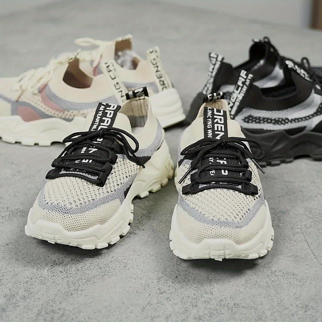 Sneakers da donna con plateau in rete traspirante, scarpe casual con lacci per esterni, comode scarpe sportive basse taglie forti