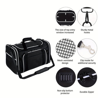 Pet Carrier Airline Approved, 4 Sides Expandable Cat Carrier Bag with Removable Fleece Pad, Large Soft Sided Pet Travel Carrier, Dog Carrier for Cats, Puppy and Small Dog