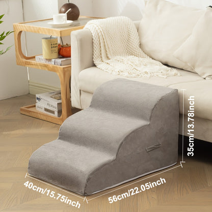 Washable Pet Ramp, Pet Safety Steps, Suitable for Senior Dogs - Non-slip high-density foam steps, diagonal design with soft flannel fabric, suitable for small and medium-sized dogs and cats, Pet Mobility Assist Fashion Ladder