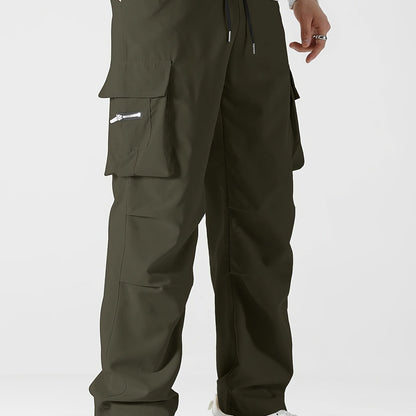 Men's Stylish Cargo Pants - Casual Loose Fit with Multiple Pockets, Perfect for Spring/Fall Outdoor Activities