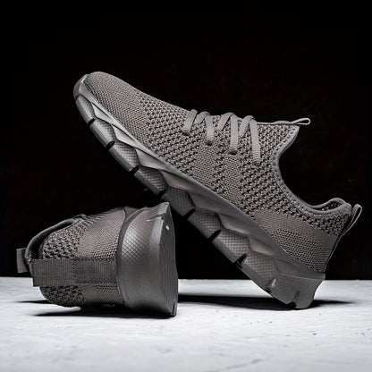 Men's Lightweight Breathable Running Shoe, Lace-Up Casual Sneakers for Gym, Jogging & Daily Wear (All-Season, Solid Color)