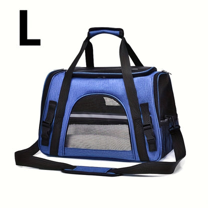 Trasportino portatile per gatti con materassino in peluche - Borsa da viaggio traspirante di grande capacità per le gite con animali domestici, chiusura con cerniera, rete ventilata e fodera morbida, cinghie di sicurezza per auto e uso esterno