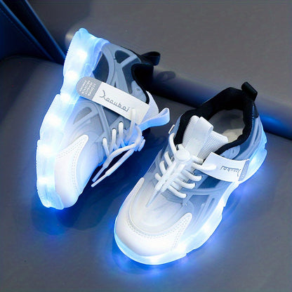 Usb Charging Light Shoes Colorful Sixteen Mode Running Horse Light Shoes Cool Luminous Boys Girls Can Change Color Color Lights Running Sneakers Cartoon Casual Shoelace Light Shoes